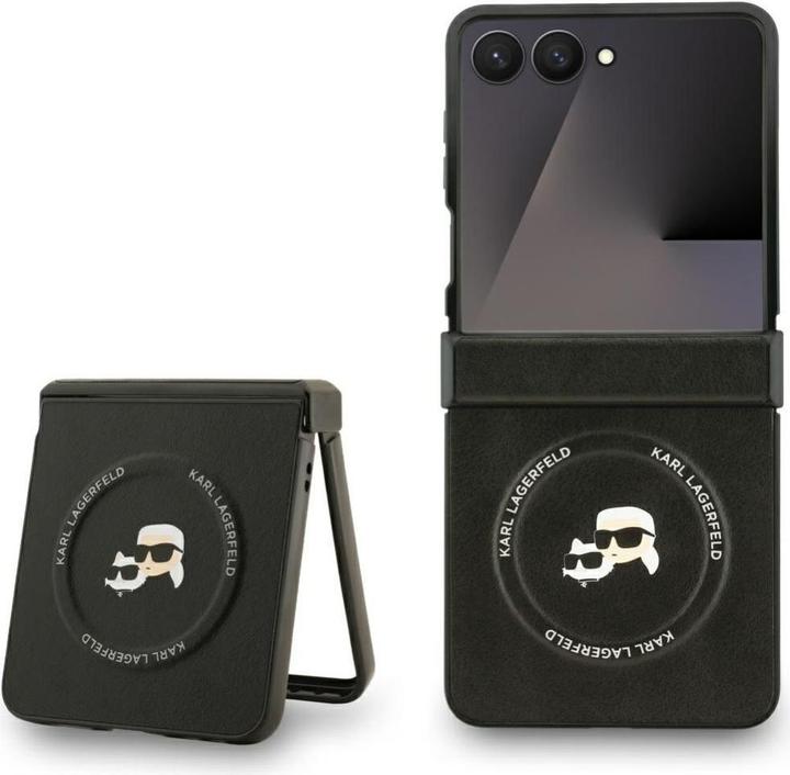 Productafbeelding Karl Lagerfeld Karl&Choupette Pins MagSafe hoesje voor Samsung Galaxy Z Flip7 Zwart (Samsung Galaxy Z Flip7)