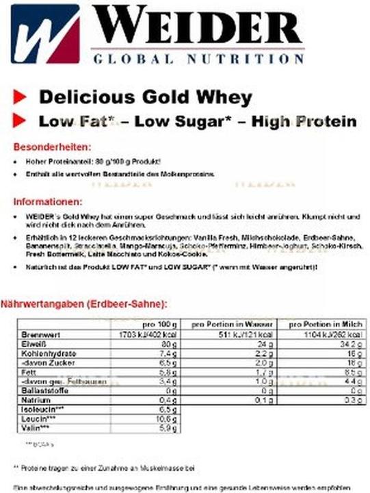 Produktbild Weider Gold Whey Protein (2000 g, 1x, Vanille)