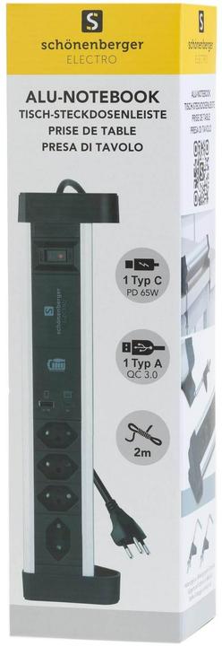 Actual product image Schönenberger Alu Office Line (4x, Type 13, USB-A, 2 m)