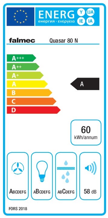 Etichetta energetica Falmec Quasar Design 80 N nero (Cappuccio)