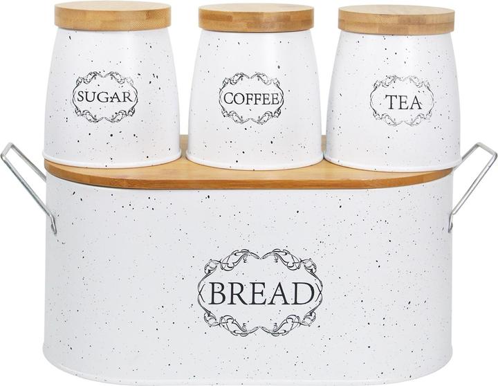 Actual product image neuetischkultur Bread Box Storage Tins Set of 4 Country House White