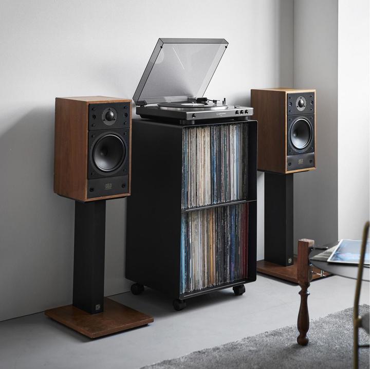 Actual product image Yamazaki 2-stöckiges Schallplatten-Regal mit Rollen TOWER (40 x 40 x 73.30 cm)