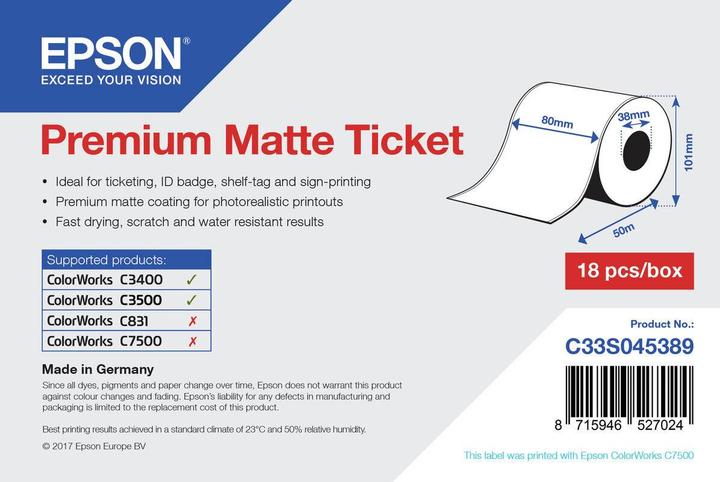 Epson Premium Matt Rolle (8 cm x 50 m) 1 Rolle(n) Tickets