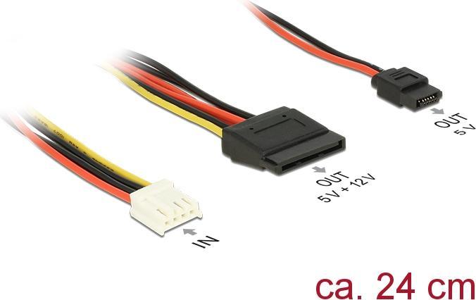 Image du produit Delock Alimentation électrique interne, 4 pôles (R) à puissance SATA, puissance SATA Slimline (R) (24 cm, PWM à 4 broches, SATA)