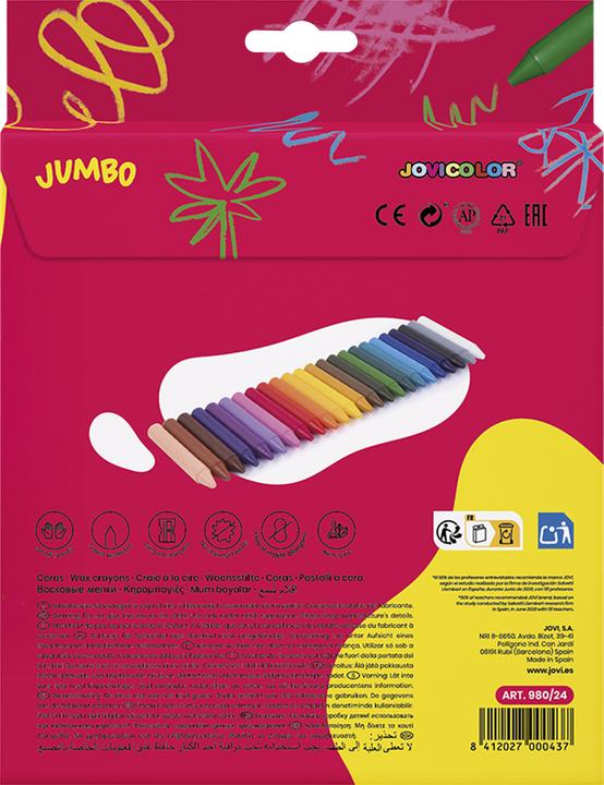 Immagine prodotto Jovi Pastelli a cera Jovicolor tondi PU=24 pezzi colori assortiti (24x)