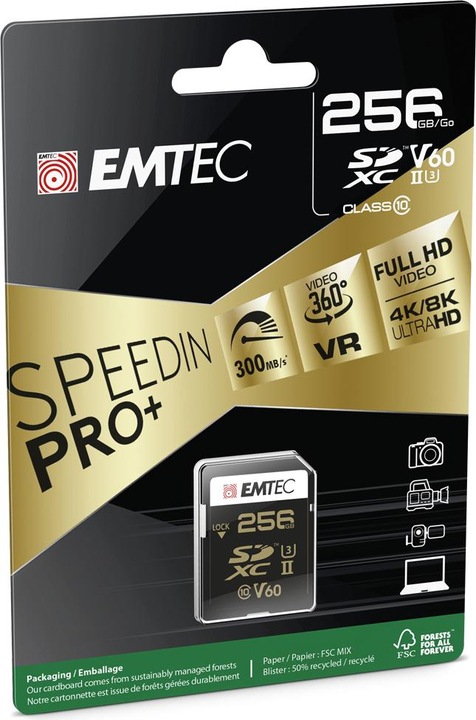 Produktbild Emtec SD 256GB UHS-II U3 V60 Ultra Pro (256 GB, SDXC, U3, UHS-II)