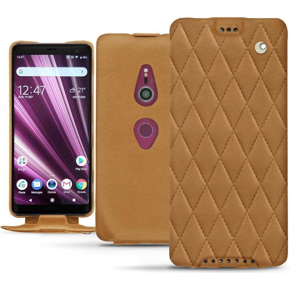 Noreve Lederschutzhülle vertikal (Sony Xperia XZ3), Smartphone Hülle, Braun