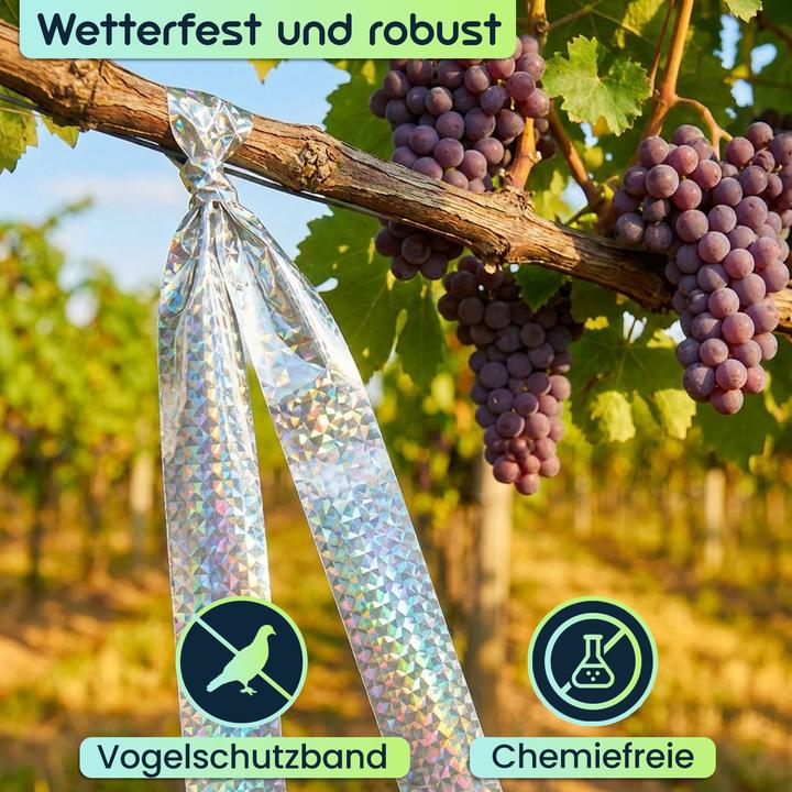 Produktbild Ideoon 2er-Set Vogelschutzband Reflektierend 45m x 5cm - Effektive Vogelabwehr durch Lichtreflexion und Bew