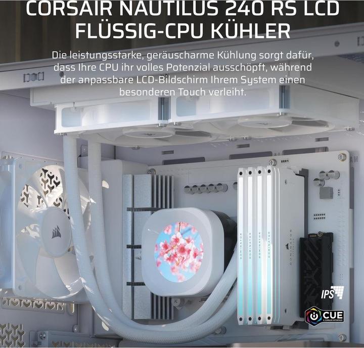 Actual product image Corsair NAUTILUS 240 LCD White, 240mm Radiator, Liquid CPU Cooler