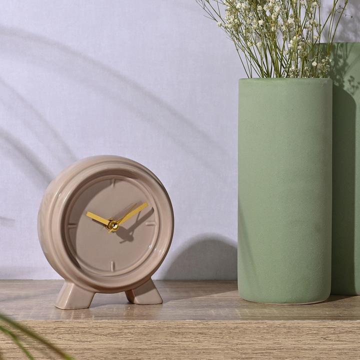 Actual product image Interval Ceramic Mantle Clock - Biscuit