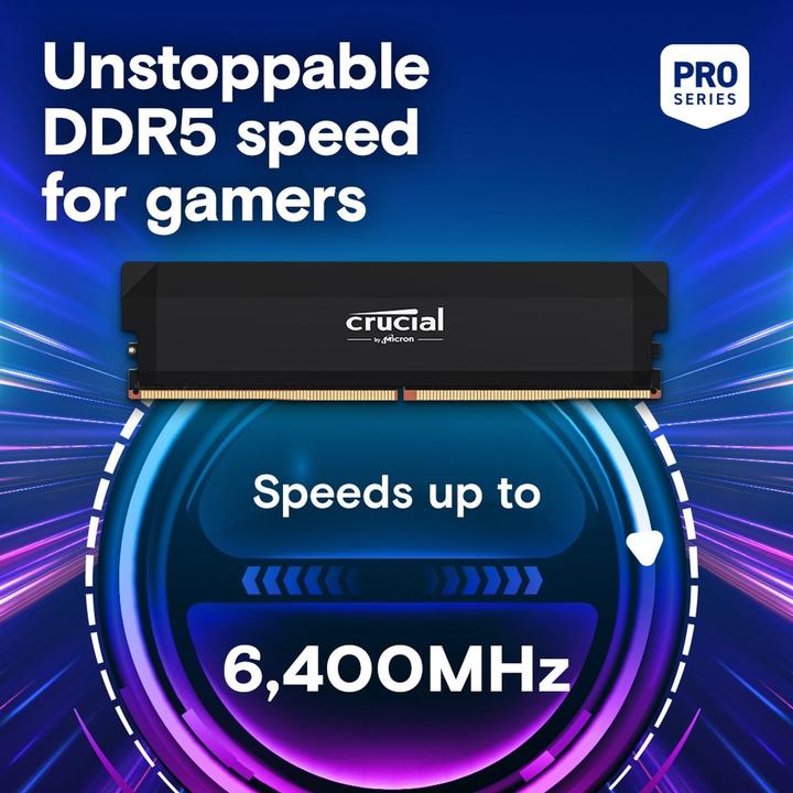 Actual product image Crucial Pro (2 x 32GB, 6000 MHz, DDR5 RAM, U-DIMM)