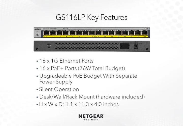 Produktbild Netgear Switch 16x GE GS116LP-100EUS unmanaged (16 Ports)