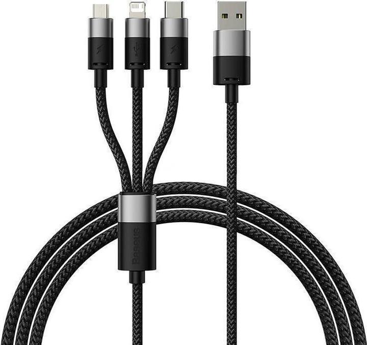 Productafbeelding Baseus StarSpeed Een-voor-Drie Snel Opladen Datakabel (0.60 m, USB 3.0, 20 W)