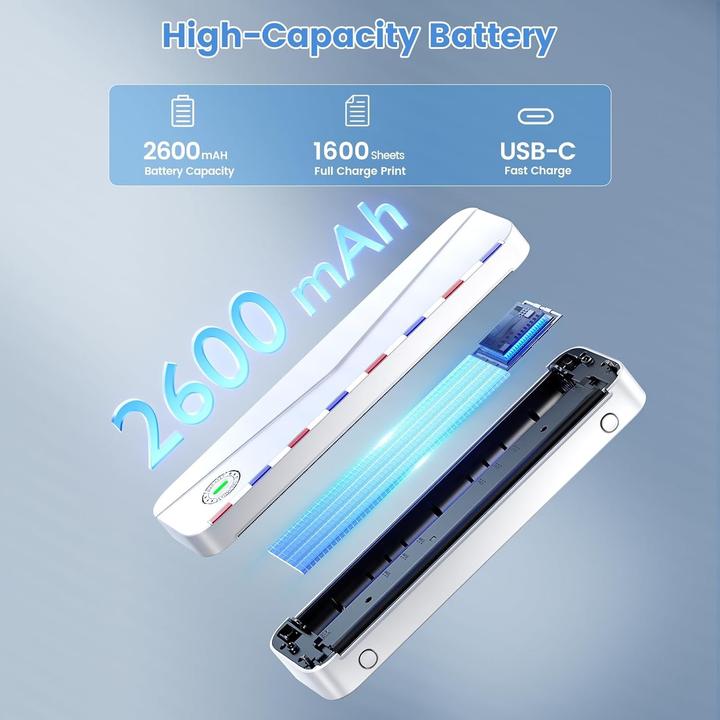 Produktbild Phomemo Mobiler Thermodrucker A4, drahtlos, kompatibel mit Smartphones und Computern (USB)