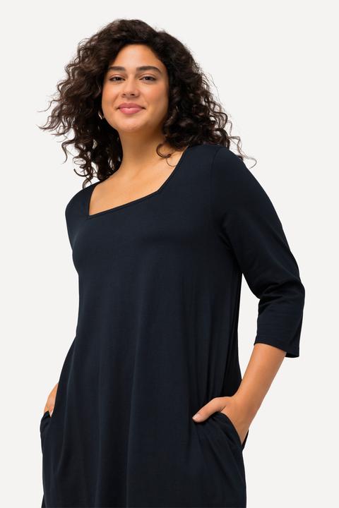Produktbild Ulla Popken Longshirt, A-Linie, Carré-Ausschnitt, 3/4-Arm (56)