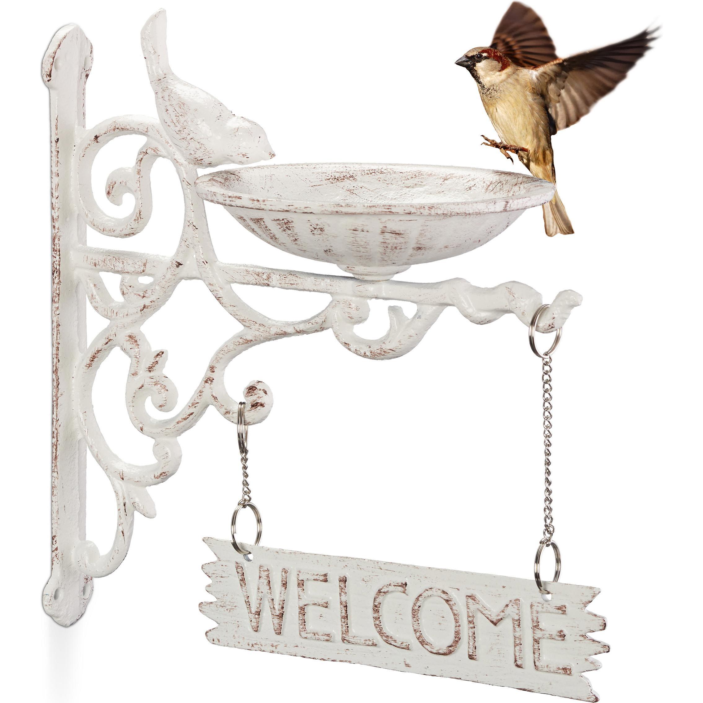 Relaxdays, Aussendekoration, Vogeltränke Welcome