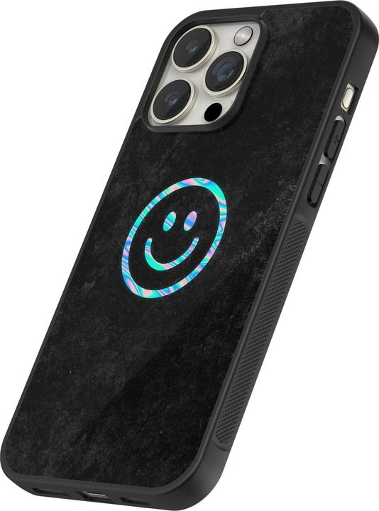 Image du produit PhoneLook Coque Silicone rigide noir Happy smiley irisé (Apple iPhone 13 Pro Max)
