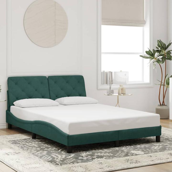 Actual product image VidaXL Bed frame with headboard Upholstered bed Bed double bed 140x190cm velvet (140 x 190 cm)