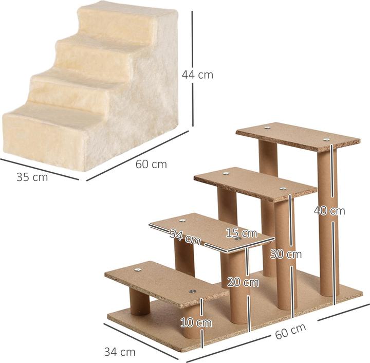 Immagine prodotto PawHut Scala per animali domestici con rivestimento rimovibile (Cane, Lavabile, Pieghevole)