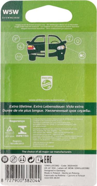 Actual product image Philips LongLife EcoVision (W5W)