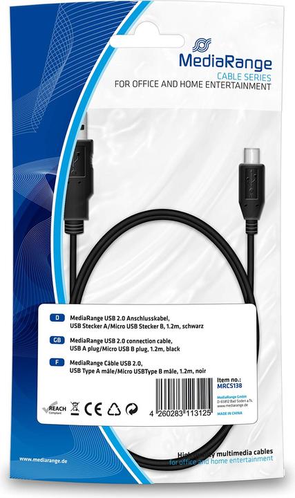 Image du produit MediaRange USB - USB micro (1.20 m, USB 2.0)