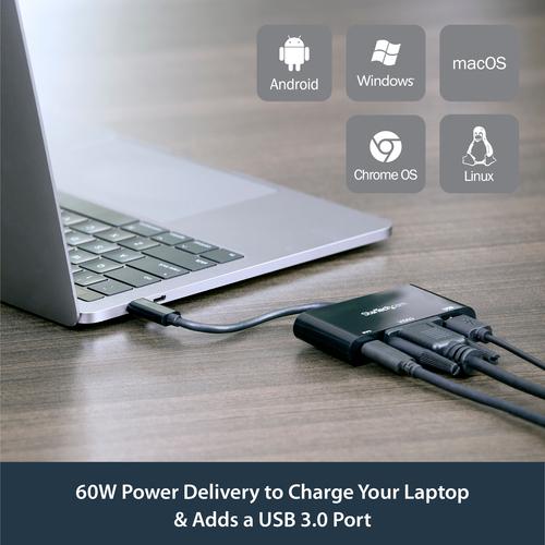 Produktbild StarTech USB-C to VGA Multifunction Adapter (USB-C, 1 Ports)