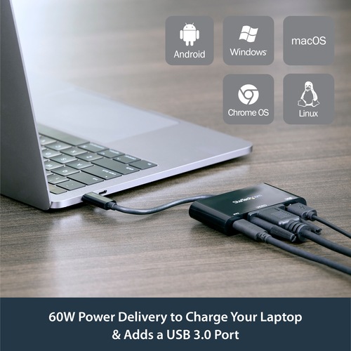 Produktbild StarTech USB-C to VGA Multifunction Adapter (USB-C, 1 Ports)