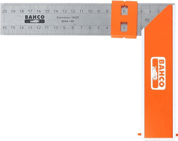 Actual product image Bahco Carpenter's square with steel blade and sliding mark 400 mm