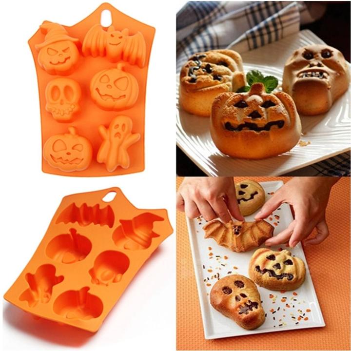 Produktbild König Design Halloween Schokoladen Silikon Form Backen Silikonform Kürbis Geister Kuchen Neu
