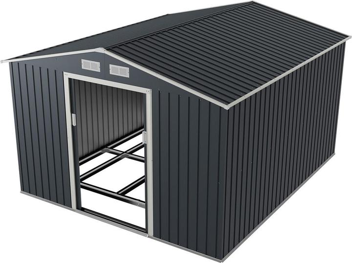 Actual product image Juskys Metal tool shed with pitched roof