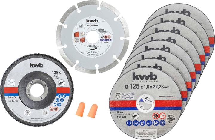 Actual product image kwb Cut-off wheel set 125 mm, 10-piece set incl. diamond and grinding wheel