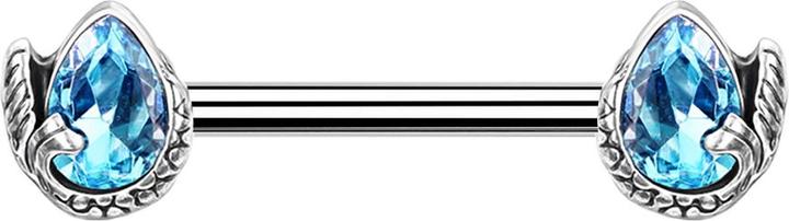 Produktbild Star Piercing Barbell silber Meerjungfrau Kristalltropfen aqua (Messing, Chirurgenstahl 316L)