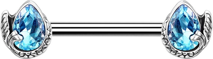 Produktbild Star Piercing Barbell silber Meerjungfrau Kristalltropfen aqua (Chirurgenstahl 316L, Messing)