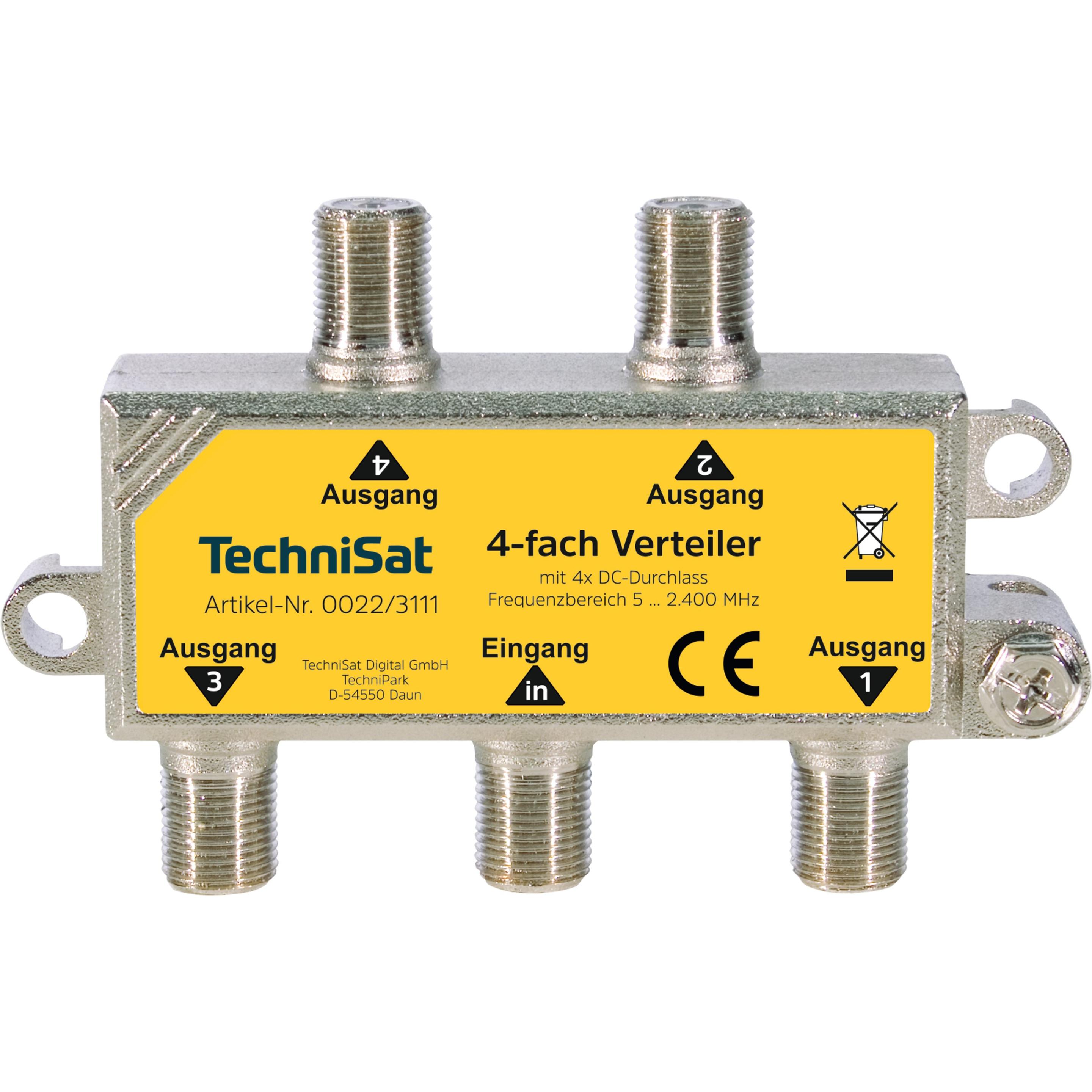 TechniSat 0022/3111 Kabelspalter oder -kombinator Kabelsplitter (DiSEqC), SAT Zubehör, Grau