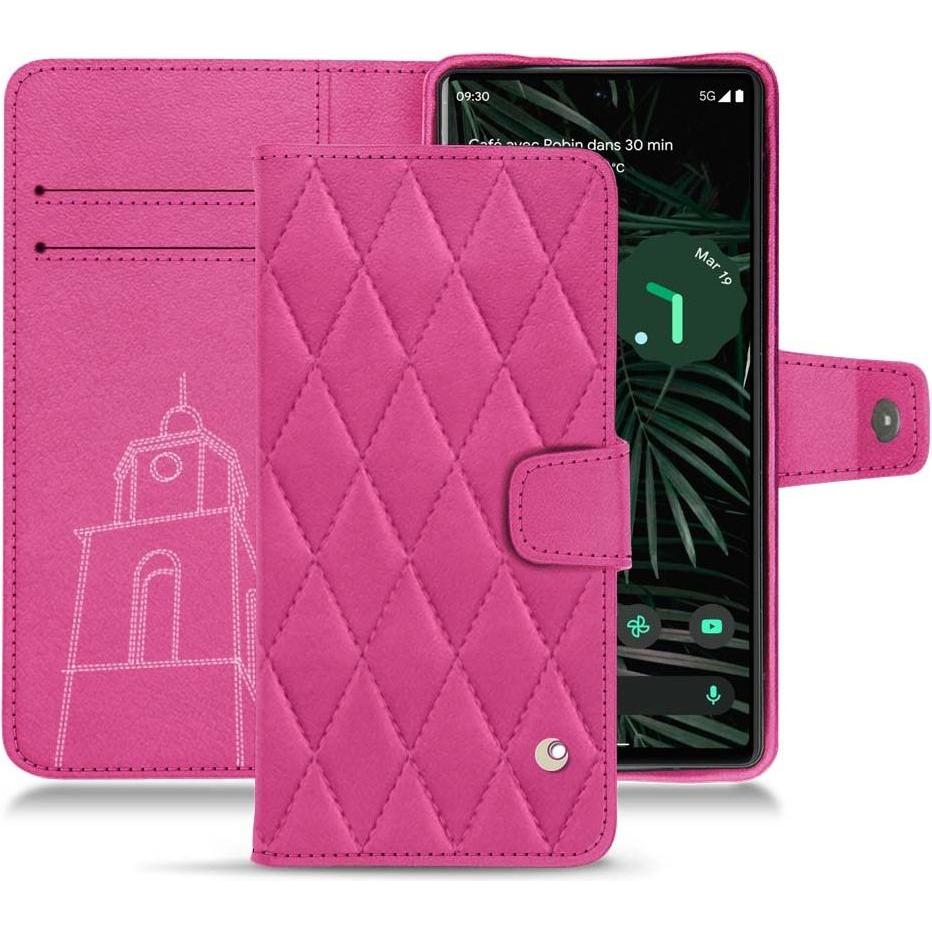 Noreve Lederschutzhülle Wallet (Google Pixel 6 Pro), Smartphone Hülle, Rosa