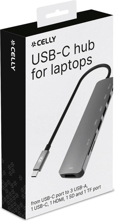 Produktbild Celly HUB USB-C TO 3USB 1C 1HDMI 1TF (USB-C, 7 Ports)