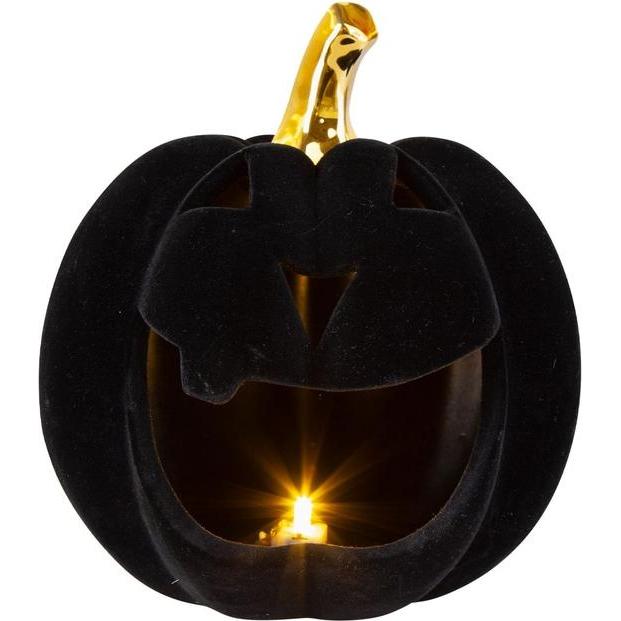 MICA Living LED-Kürbis - aus Keramik - ca. 16,5 x 16 x 18,5 cm