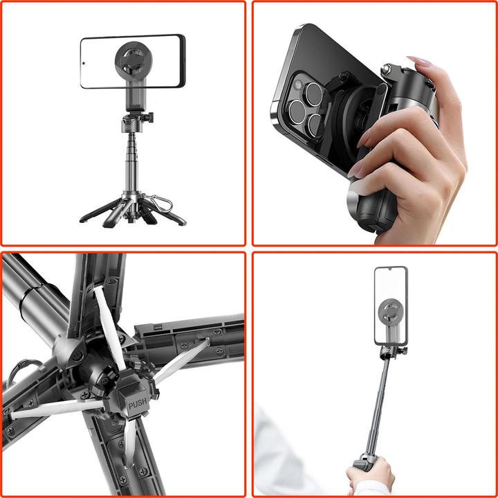 Produktbild xO selfie stick Bluetooth tripod SS22 black magnetic