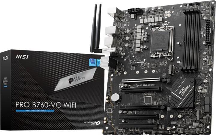 Produktbild MSI PRO B760-VC WIFI LGA1700 ATX MB 4xDDR5 4xSATA 2xM.2 (LGA 1700, Intel B760, ATX)