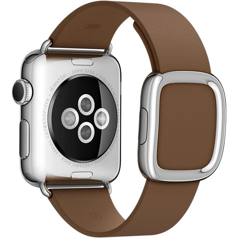 Apple Modernes Lederarmband Large (38 mm, Granada Leder), Uhrenarmband, Braun