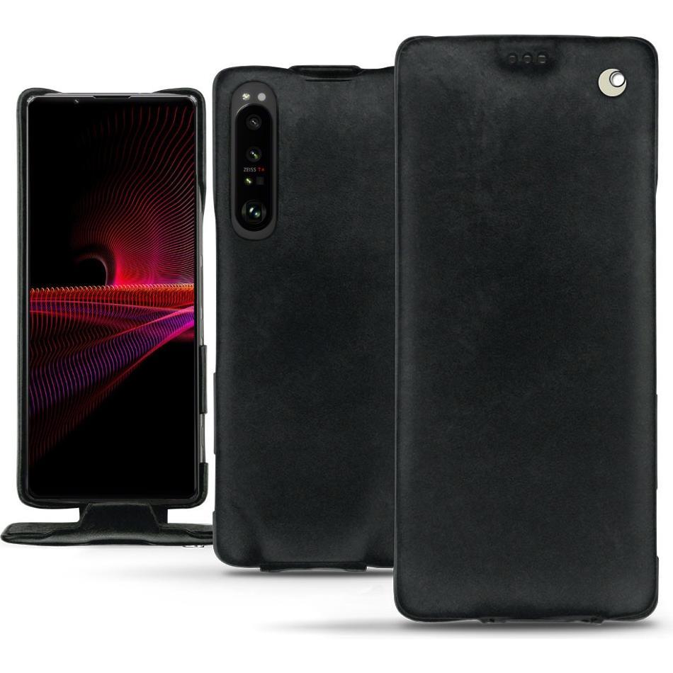 Noreve Lederschutzhülle vertikal (Sony Xperia 1 III), Smartphone Hülle, Schwarz