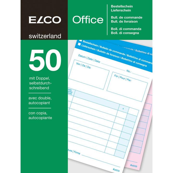 Image du produit Elco Bloc autocopiant bon de livraison/remise de commande A6 4 langues 50feuilles (50 x)