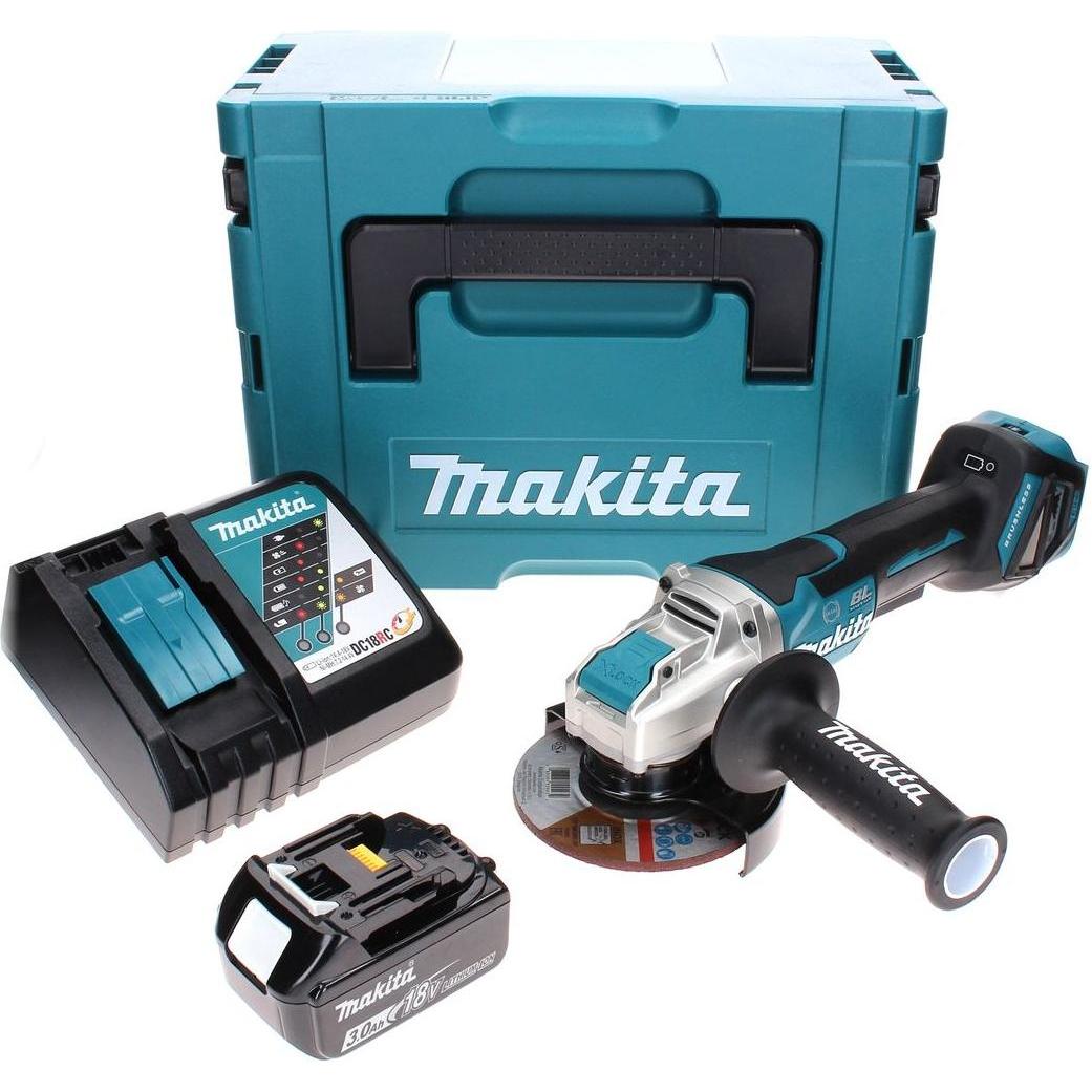 Thumbnail - Makita, Winkelschleifer, DGA 519 RF1J Akku Winkelschleifer 18 V 125 mm Brushless X-Lock + 1x Akku 3,0 Ah + Ladegerät (12...