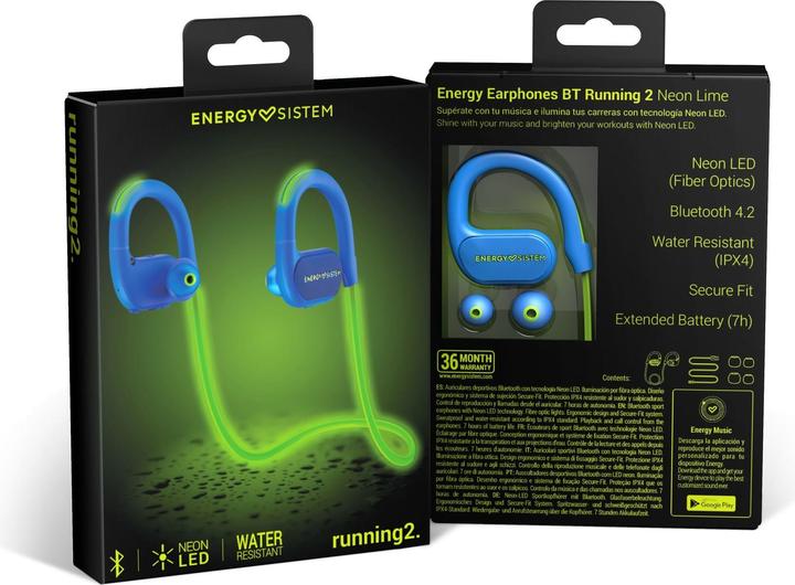 Image du produit Energy Sistem BT Running 2 Neon Casque tour d'oreille sans fil (Pas de réduction du bruit, 7 h, Sans fil)
