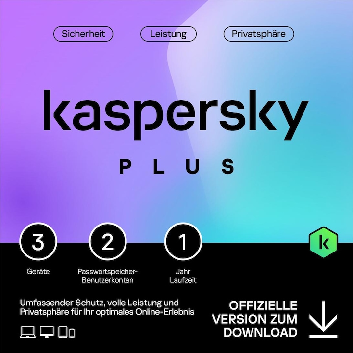 Kaspersky Plus 3device 1year Télécharger (3 Utilisateur, 1 Périphériques/Utilisateurs, 12 mois)