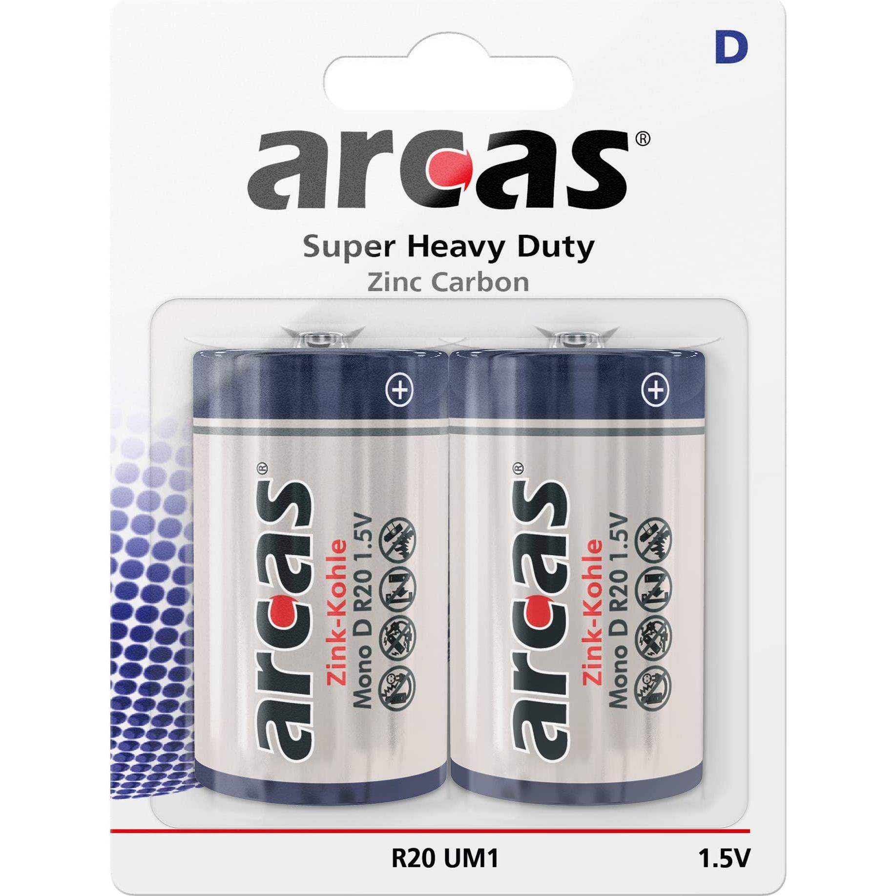 Arcas Super Heavy Duty (2 Stk., D, 3300 mAh), Batterien + Akkus