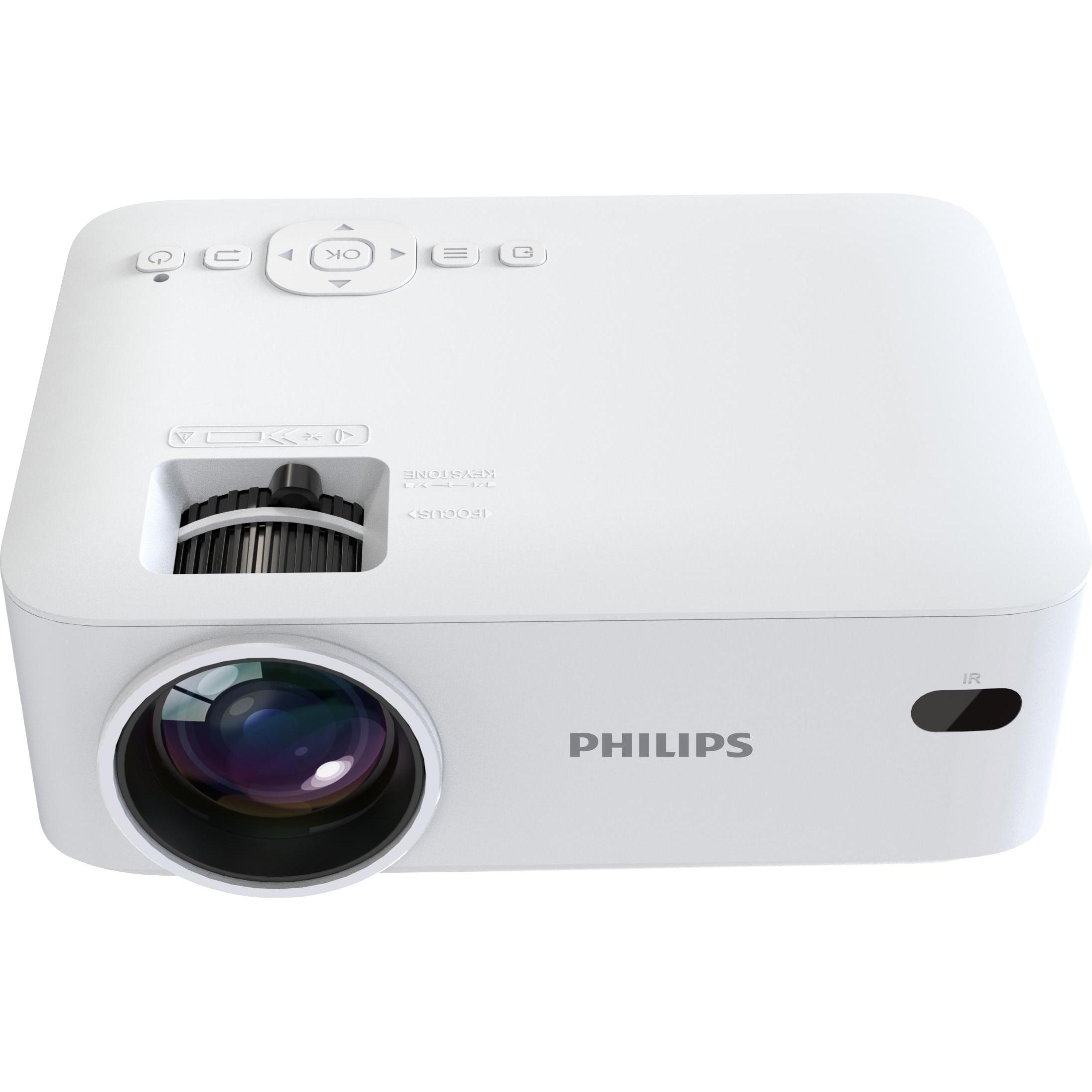 Philips Videoprojektor Neopix 100 (WVGA, 80 lm, 1.47:1), Beamer, Weiss