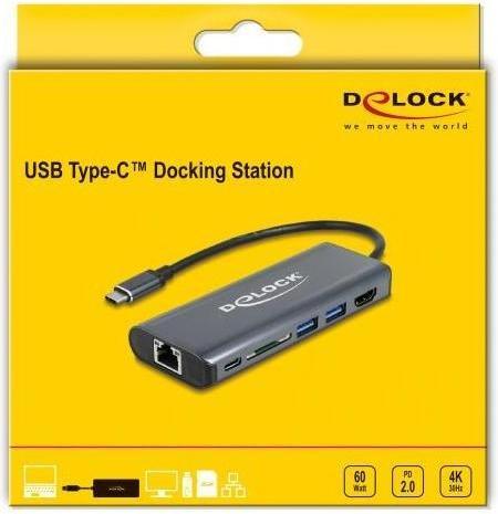 Produktbild Delock Dockingstation USB-C HDMI 4K 30Hz (USB-C, 2 Ports)