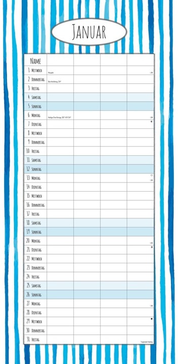 Produktbild Alpha Edition Familienplaner Deluxe 2025 Familienkalender, 22x45cm, Kalender mit 4 Spalten für (22 x 45 cm, Deutsch)