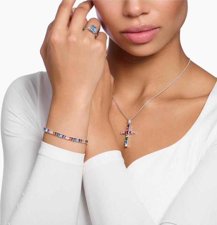 Produktbild Thomas Sabo Tennis-Armband bunte Steine silber (19 cm, 925er Silber)